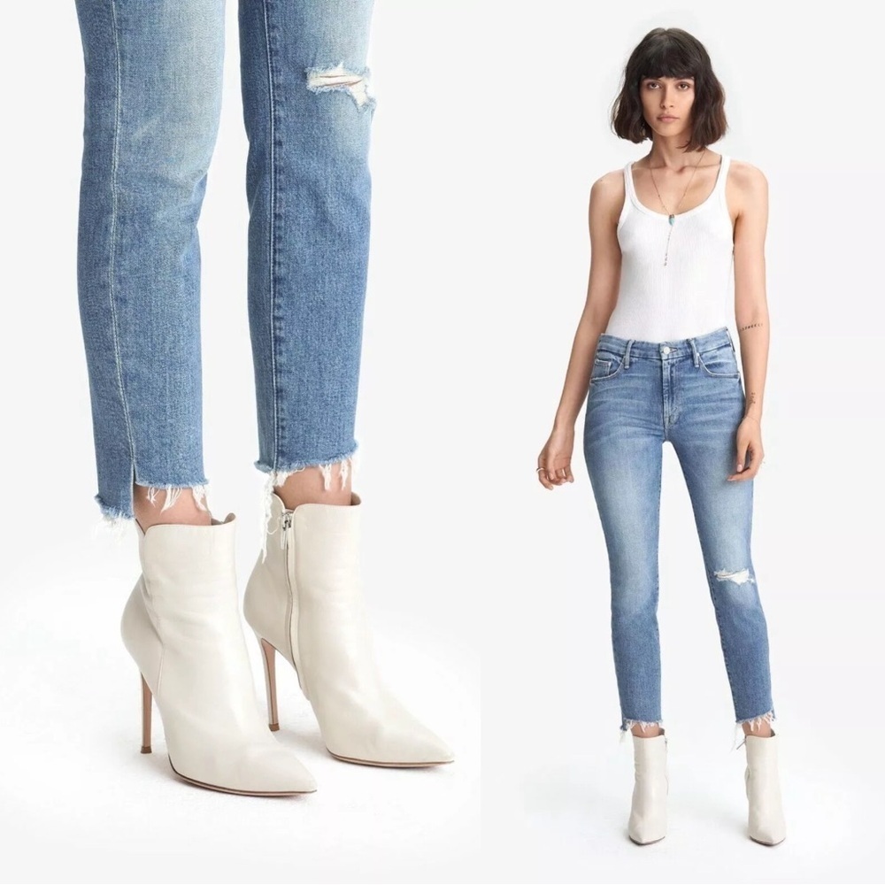 MOTHER • Looker Ankle Step Fray jeans skinny distressed Exposed Secret Sister
